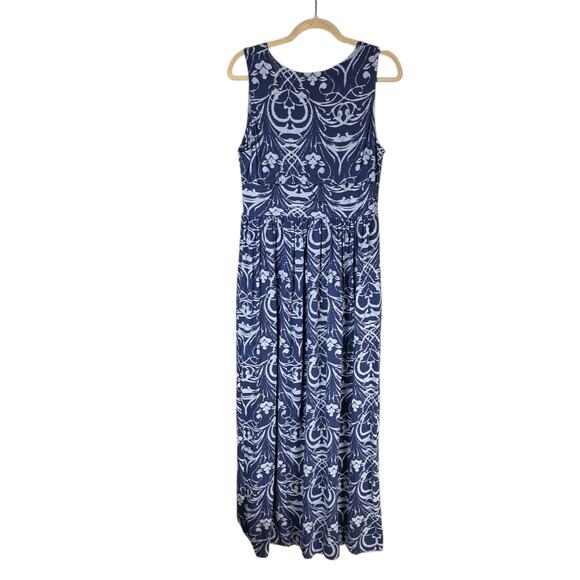 Fresh Produce Womens Blue Print V-Neck Empire Waist Sleeveless Dress Size Large - Picture 2 of 7
